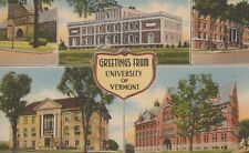 Greetings from University of Vermont in Burlington Linen Vintage Post Card picture