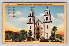Tucson AZ-Arizona, San Augustin Cathedral, Bishops Residence, Vintage Postcard picture