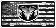 American USA Flag Tactical Black And White Dodge Ram License Plate Car 6 x 12 picture