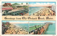 Old Orchard Beach ME Maine, Greetings Multi View, Vintage Postcard picture