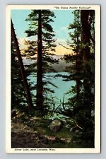 Laramie WY-Wyoming, Silver Lake, Railroad Vintage Souvenir Postcard picture