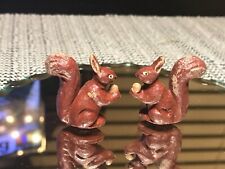 Vintage Miniture Figures 2 Squirrel's Holding Nuts 1 1/4