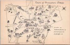Vintage PRINCETON CENTER, Massachusetts Postcard Town Map / Wilson-Lang UNUSED picture