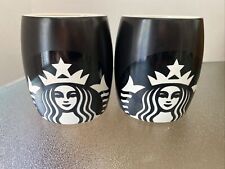 Pair of 2 Starbucks Laser Cut Ceramic Black & White Mugs 2011 picture