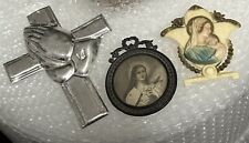 Vintage Religious Lot 3 Crucifix Stand Shrine Virgin Mary Baby Jesus St Therese picture