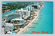 Miami Beach FL-Florida, Aerial Of Hotel Strip, Antique, Vintage Postcard picture