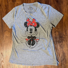 Juniors  Size Large T-Shirt Disney Minnie Mouse Top Gray Short Sleeve picture