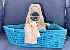 TUG BOAT SHAPED NANTUCKET SERVING BASKET With HANDLE SUMMER BEACH LAKE NAUTICAL picture