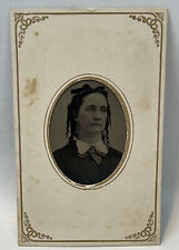 Antique Tintype Photo Victorian Woman Ringlet Curls Tinted Cheeks Dangle Earring picture
