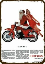 1963 Santa Claus & HONDA CA-95 Motorcycle Vnt-Look DECORATIVE REPLICA METAL SIGN picture