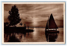 Hungary Postcard Siofok Sunset Boat Sailing Landing Area 1935 Posted picture