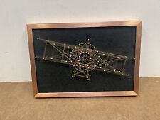 Vintage STRING WALL ART Airplane Biplane nail hanging mid century modern 70s picture