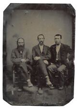 Antique Quarter Plate Tintype Photo Of Rugged Men picture