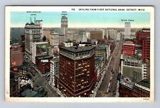 Detroit MI-Michigan, Skyline From First National Bank, Vintage c1928 Postcard picture