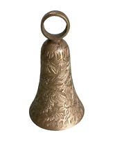 Vintage Bell of Sarna Etched Floral Pattern Brass Bell India 4 1/2
