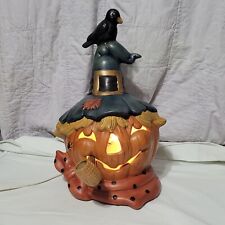 Jack O Lantern Scarecrow Witch Hat Ceramic Halloween Mold Lamp Light VTG 1980s  picture