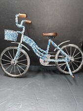 Vintage Metal Folk Art Bicycle Model Seed Bead Decorated Decor  picture