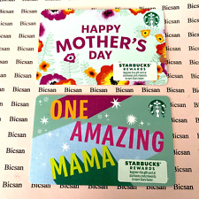 2 Starbucks 2024 “Happy Mother’s Day” & “One Amazing Mama” Gift Cards New picture