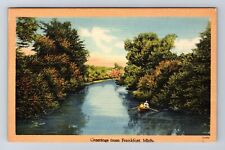 Frankfort MI-Michigan, General Scenic Greetings, Boat on River Vintage Postcard picture