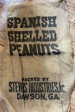 VINTAGE BURLAP FEED SACK.. 38” Long 21” Wide SPANISH SHELLED PEANUTS  picture