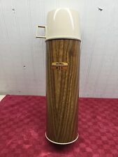 VINTAGE 1970's King-Seeley THERMOS Vacuum Bottle Hot/Cold ~ Faux Wood Grain picture