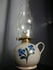 Vintage Rowe Hand Painted Glen Flower Stoneware Kerosene Lamp picture