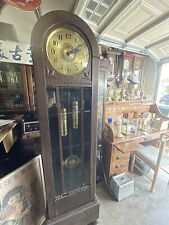 Antique GUSTAV BECKER 2 WEIGHT GRANDFATHER CLOCK  Art Deco Style Works Perfectly picture
