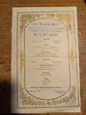 1874 The Langham Hotel menu London very rare picture