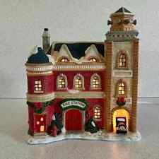Vintage Mervyn's Village Square Fire Station  Lighted 97 Christmas Retired picture