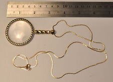 Vintage Magnifying Glass Pendant Necklace with Gold Filled  28 inches chain picture