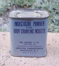 Vintage WWII US Military Body Crawling Insect Powder Full Tin Soilicide Labs USA picture