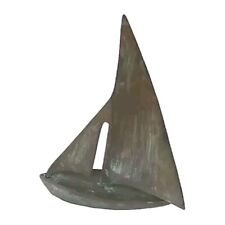 Vintage Mid Century Solid Brass Sailboat Ship Sculpture Figurine 6.5