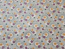 Vintage 1930s 40s Yellow Purple Floral Cotton Dress Fabric 3 Yards Quilting picture