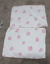 Set of 2 Vintage 1950's Cotton Floral Pillow Slip Cover Zipper 19