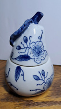 Bombay VINTAGE BLUE & WHITE CERAMIC PEAR CANDLE HOLDER picture