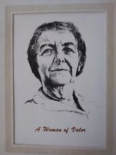 Vintage Golda Meir Israel PM Drawing by Sam Dion in Soft Cover Frame Fold picture
