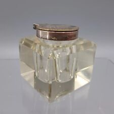 Vintage Cut Crystal Silver Tone Ink Well Square READ DESCRIPTION  picture