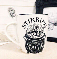 Ebros Wicca Sacred Witch Magick Stirring Up Magic Spells Porcelain Mug & Spoon picture
