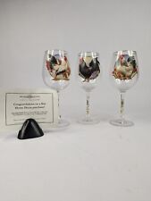 Bradford Exchange Dona Gelsinger Rooster/ Flower Crystal Wine Glasses Set Of 3 picture