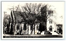 Iola Kansas KS Postcard RPPC Photo Presbyterian Church Scene Street c1940's picture