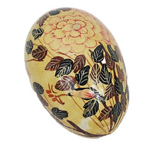 Hand Painted Wooden Easter Egg Asian Flowers Hydrangea Blossoms Leaves Glossy picture