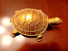 Vintage 2 Piece Brass Turtle Trinket Jewelry Box picture