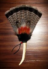 GROUSE NATIVE AMERICAN SMUDGE FAN Feathers Antler Ceremonial picture