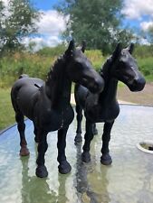 Estate Pair Large Cast Iron Horse Banks Doorstops- Beautiful Equestrian picture