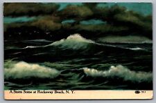 A Storm Scene at Rockaway Beach New York—Antique Postcard c. 1911 (Really Nice) picture