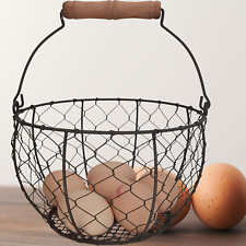 Farmhouse Metal Wire Egg Basket for Collecting Fresh Eggs,Round Handle Egg Baske picture
