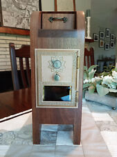 Walnut Post Office Mail Box Bank With Vintage Brass P.O. Box Door picture
