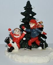 Vintage R.O.C. Taiwan Mervyn's Ice Skating Children Figurine Hand Painted picture