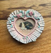 Lesley Anne Ivory by Enesco Picture Frames Heart Roses 1990 Resin 3.5” picture