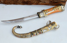 Vintage Moroccan Dagger Bronze Handmade Antique Bone Handle islamic Arabic Sword picture